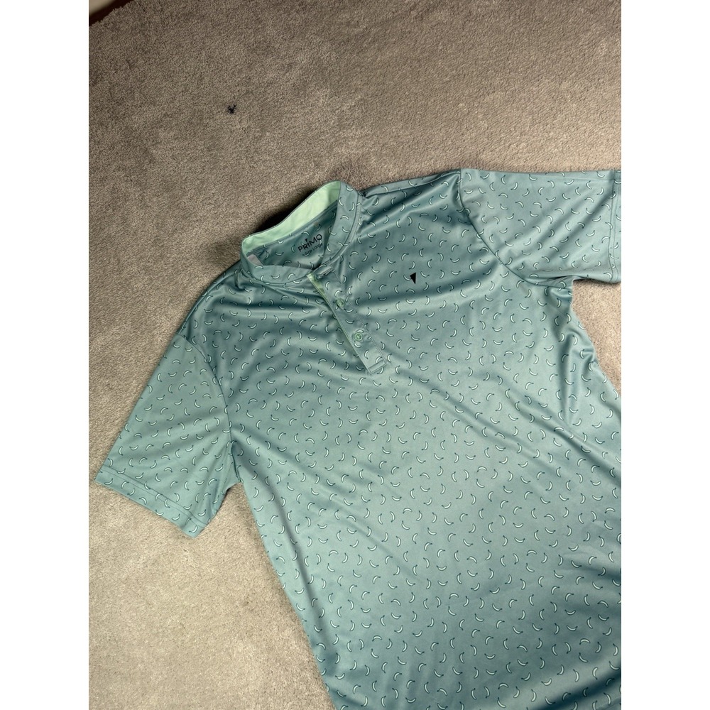 Primo Golf Polo Blade Collar Teal Bananas AOP Performance S/S Men's Large